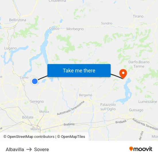 Albavilla to Sovere map