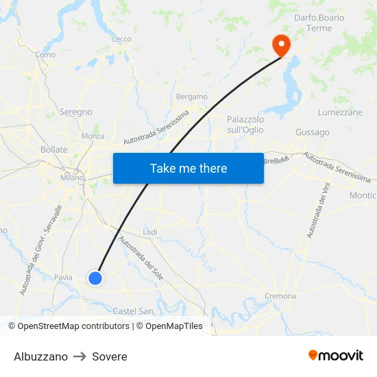 Albuzzano to Sovere map