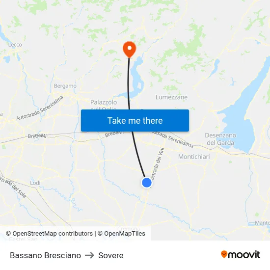 Bassano Bresciano to Sovere map