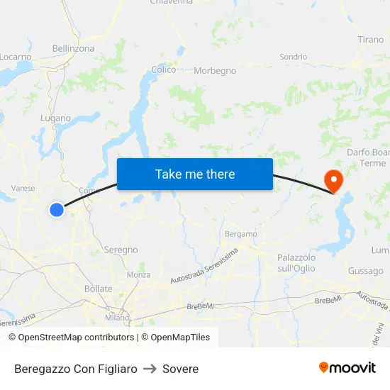 Beregazzo con Figliaro to Sovere map