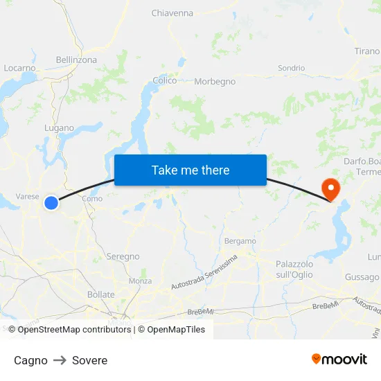 Cagno to Sovere map