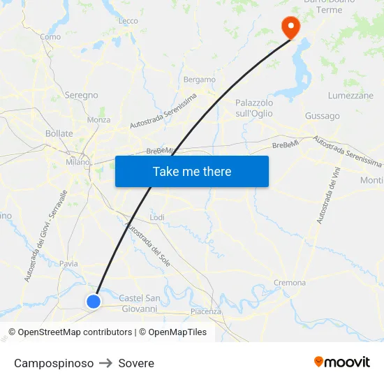 Campospinoso to Sovere map