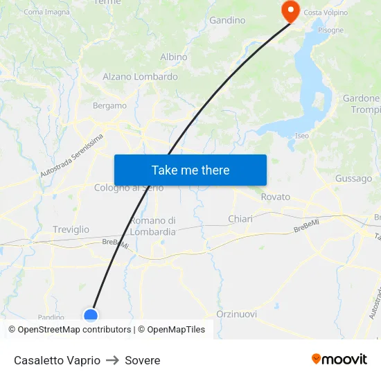 Casaletto Vaprio to Sovere map