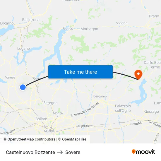 Castelnuovo Bozzente to Sovere map