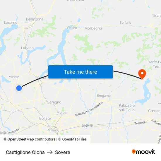 Castiglione Olona to Sovere map