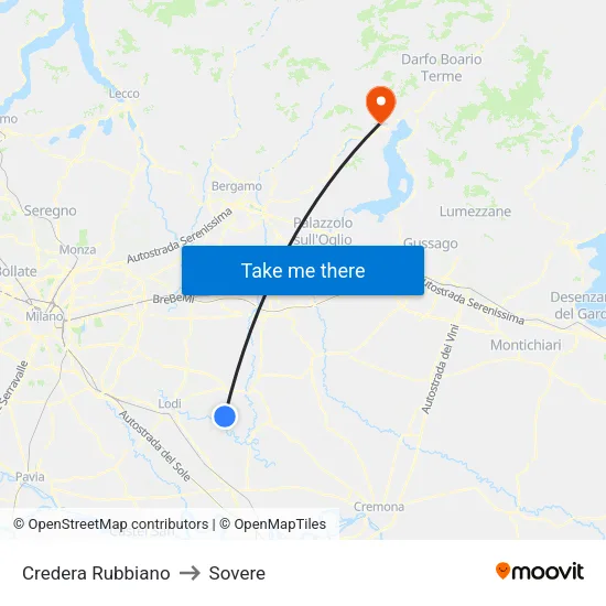 Credera Rubbiano to Sovere map
