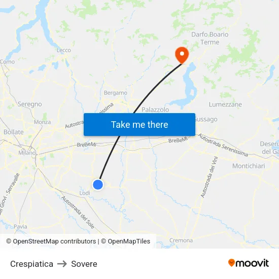 Crespiatica to Sovere map