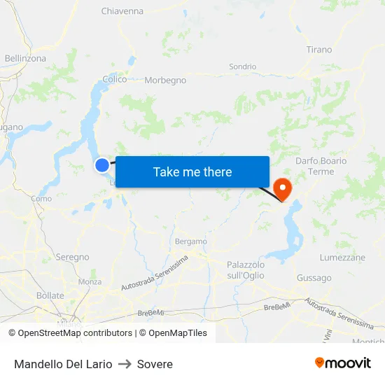 Mandello Del Lario to Sovere map
