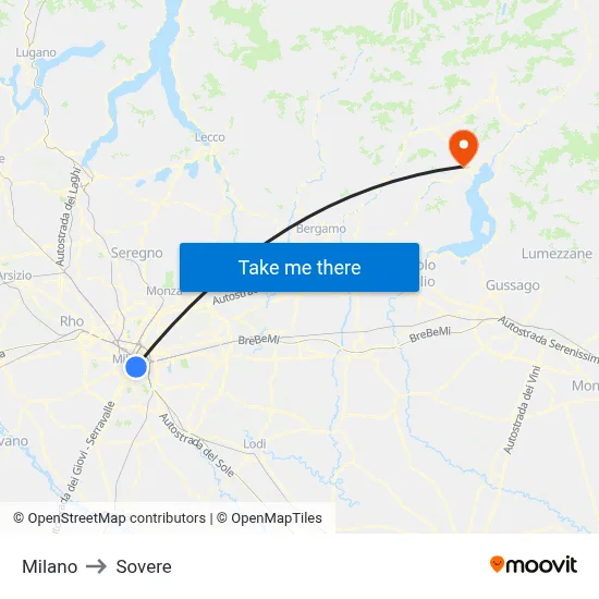 Milan to Sovere map