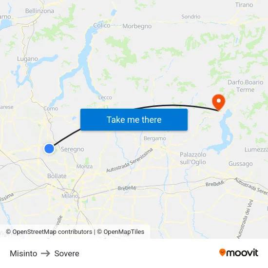 Misinto to Sovere map