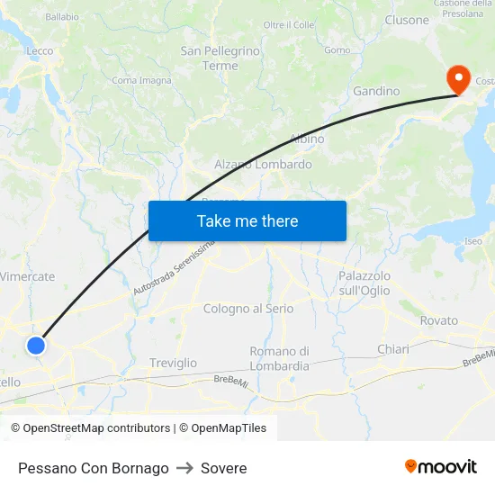 Pessano Con Bornago to Sovere map