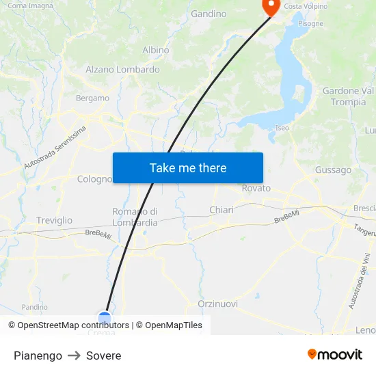 Pianengo to Sovere map