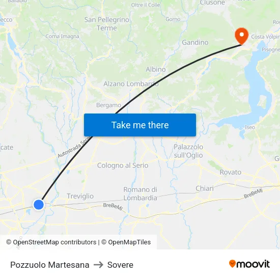 Pozzuolo Martesana to Sovere map