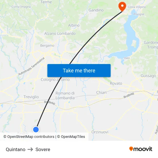 Quintano to Sovere map