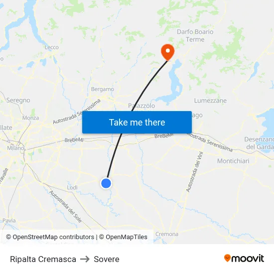 Ripalta Cremasca to Sovere map