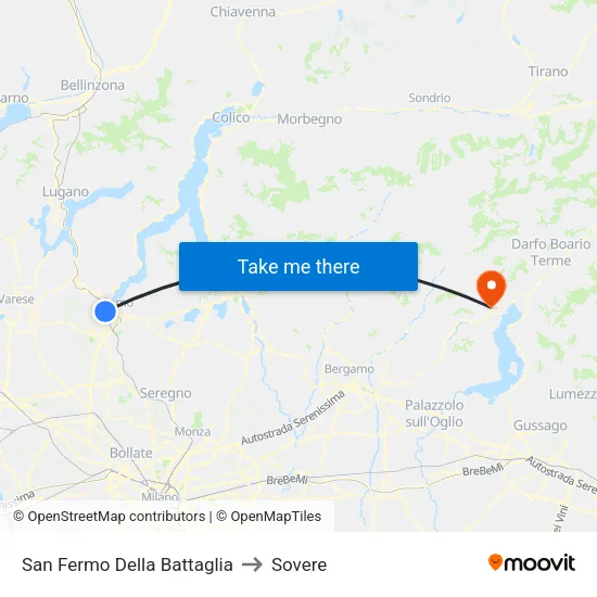 San Fermo Della Battaglia to Sovere map