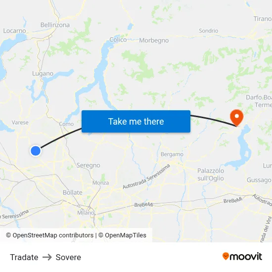 Tradate to Sovere map