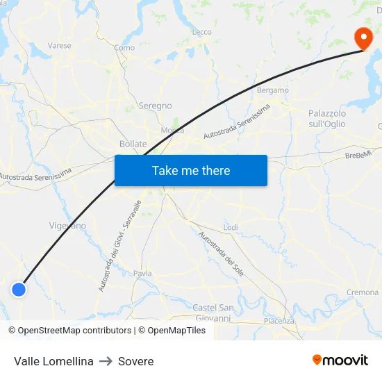 Valle Lomellina to Sovere map