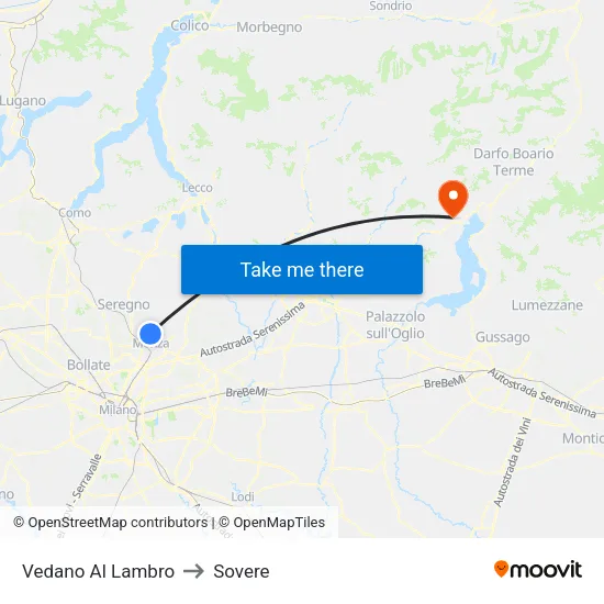 Vedano Al Lambro to Sovere map