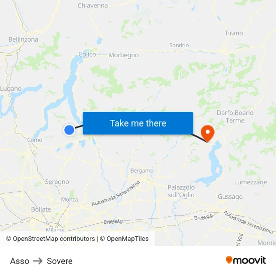 Asso to Sovere map