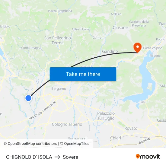 CHIGNOLO D' ISOLA to Sovere map