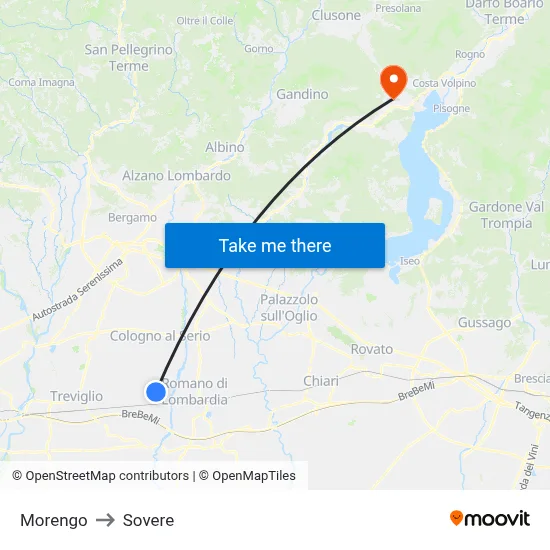 Morengo to Sovere map