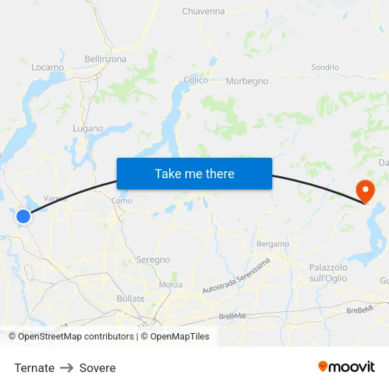 Ternate to Sovere map