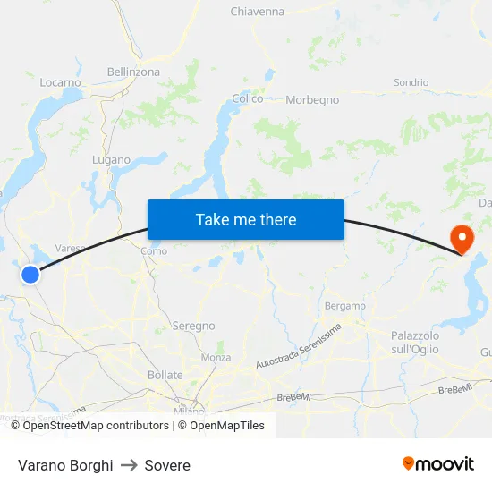 Varano Borghi to Sovere map