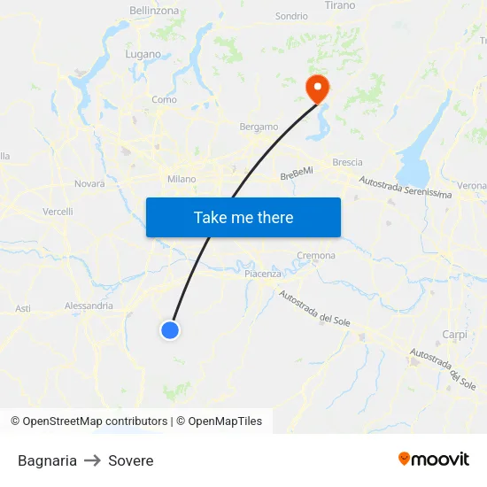 Bagnaria to Sovere map