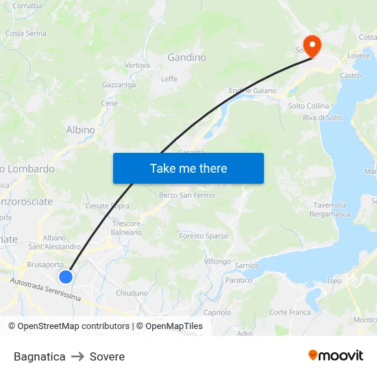 Bagnatica to Sovere map