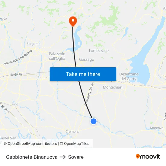 Gabbioneta-Binanuova to Sovere map