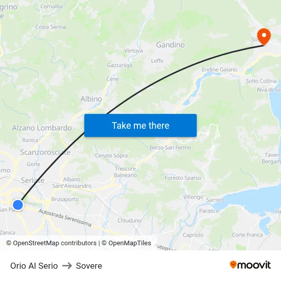 Orio Al Serio to Sovere map
