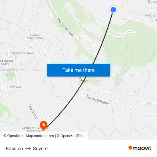 Bossico to Sovere map