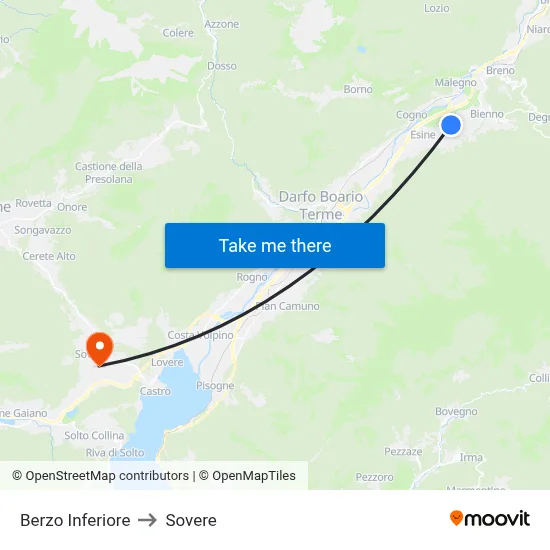 Berzo Inferiore to Sovere map