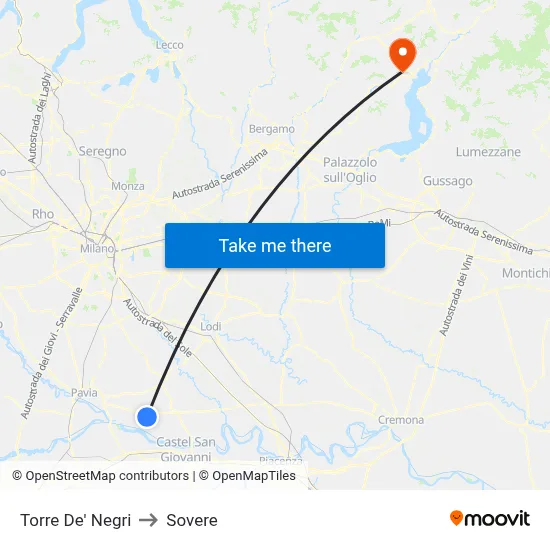 Torre De' Negri to Sovere map