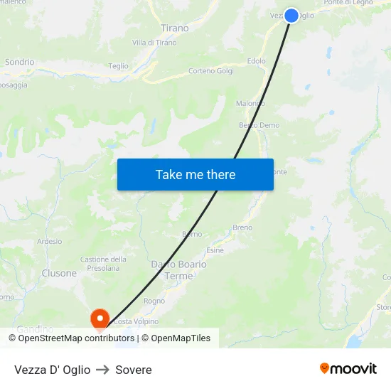 Vezza D' Oglio to Sovere map