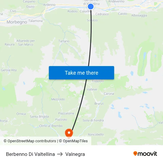 Berbenno Di Valtellina to Valnegra map