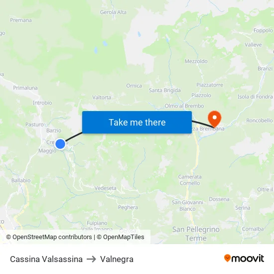 Cassina Valsassina to Valnegra map