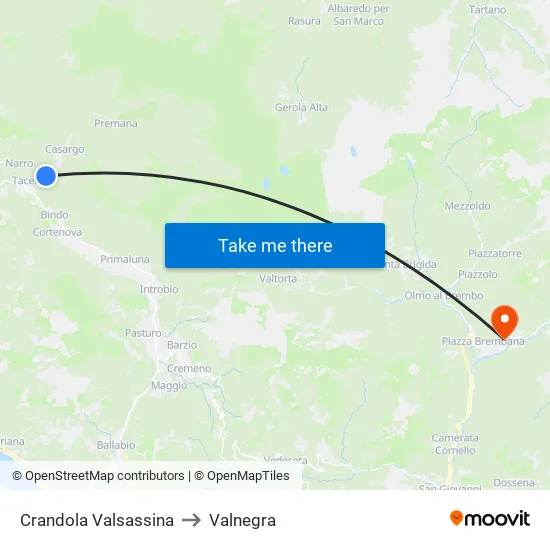 Crandola Valsassina to Valnegra map