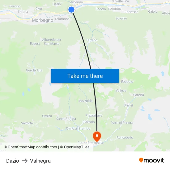 Dazio to Valnegra map