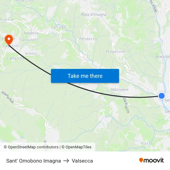 Sant' Omobono Imagna to Valsecca map
