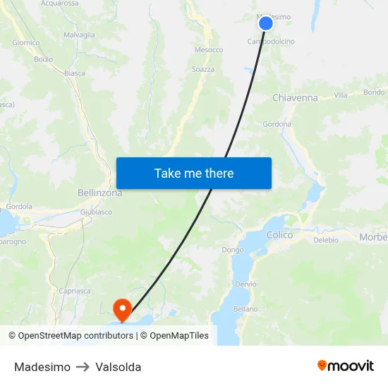 Madesimo to Valsolda map