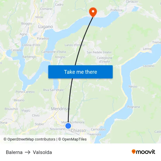 Balerna to Valsolda map