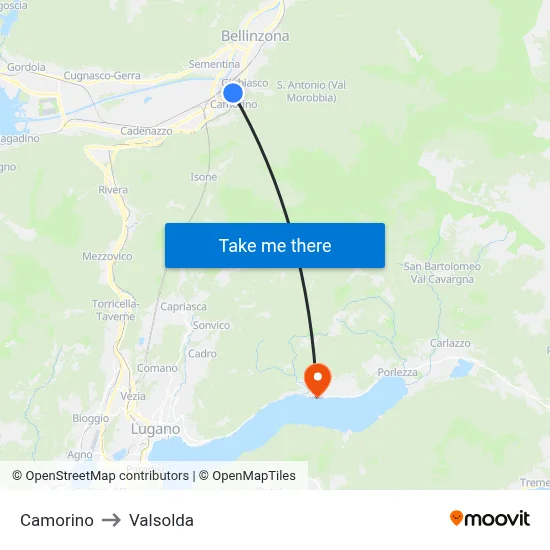 Camorino to Valsolda map