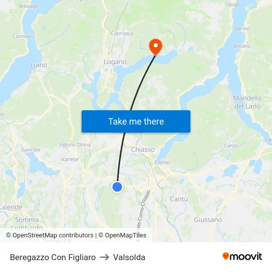 Beregazzo Con Figliaro to Valsolda map