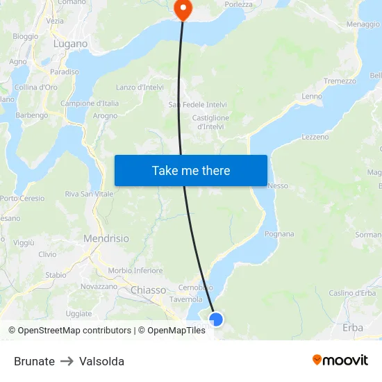 Brunate to Valsolda map