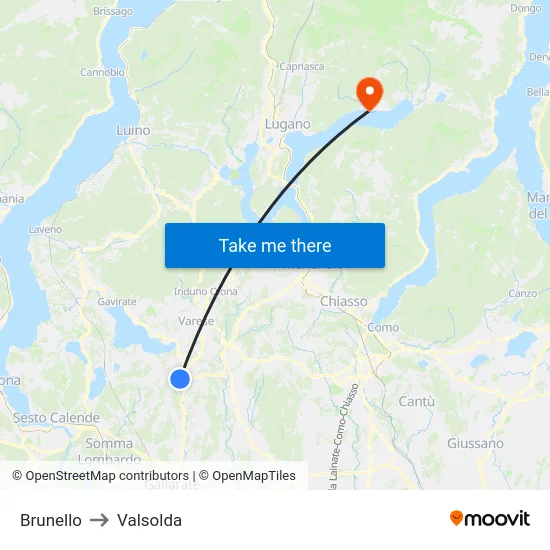 Brunello to Valsolda map