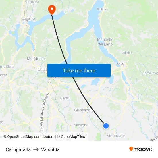 Camparada to Valsolda map