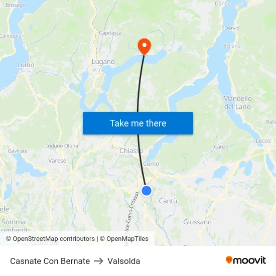 Casnate Con Bernate to Valsolda map