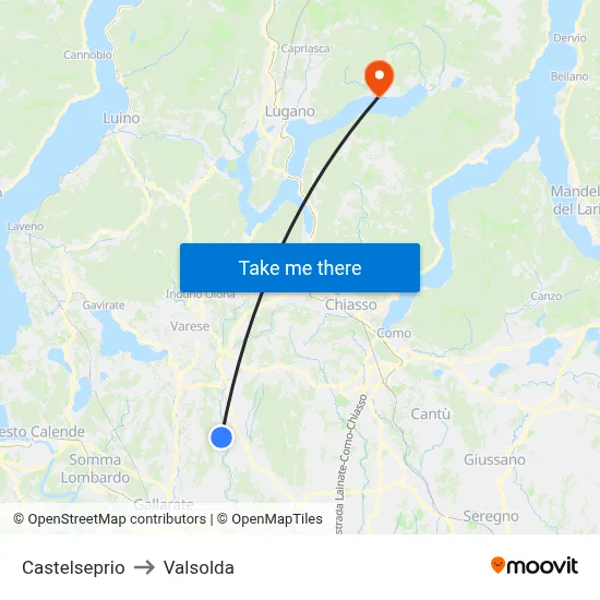 Castelseprio to Valsolda map